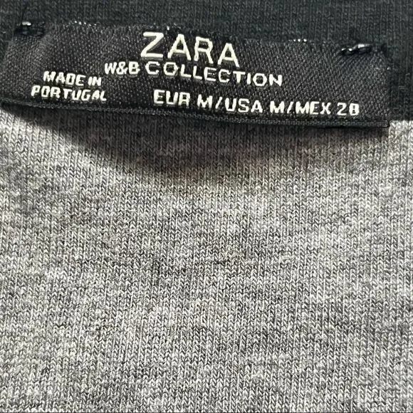 ZARA W&B Collection midi skirt bodycon pencil stretch striped black grey size M - Picture 7 of 12